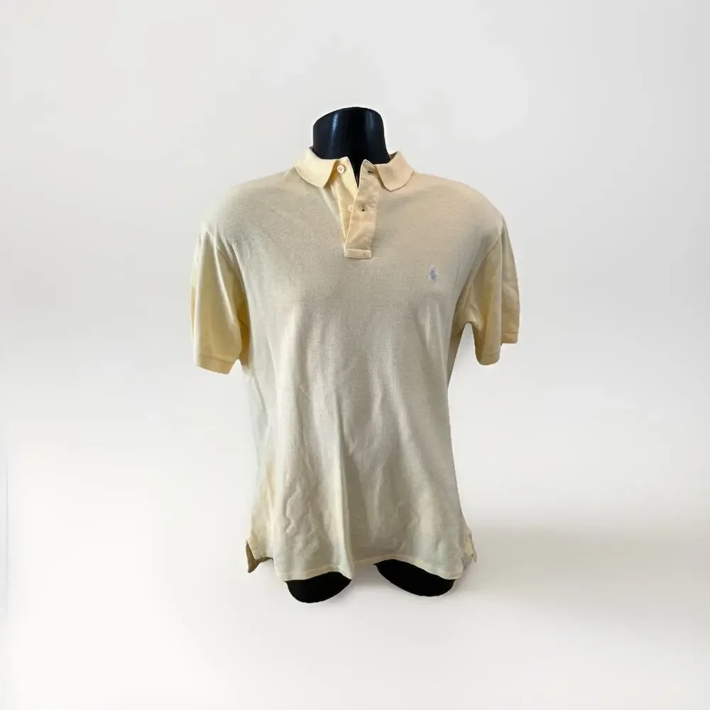 Polo Ralph Lauren Yellow Short Sleeve Shirt Medium Vintage USA Roughwear Mens